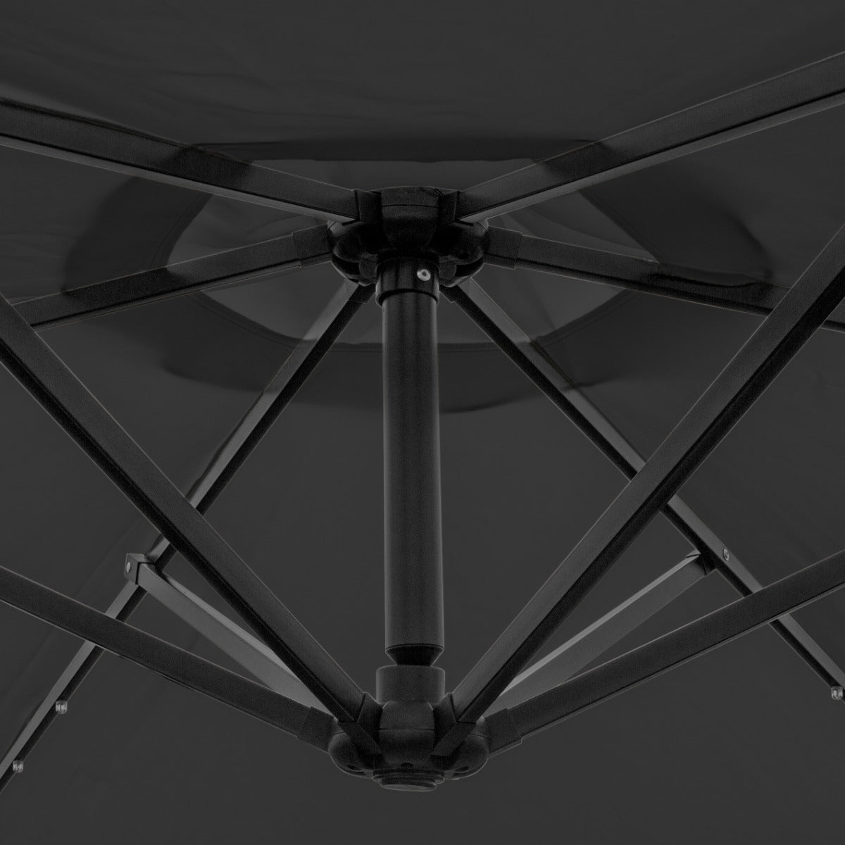 Grå 3m LED Cantilever Parasoll med Solfjäderformad Bas