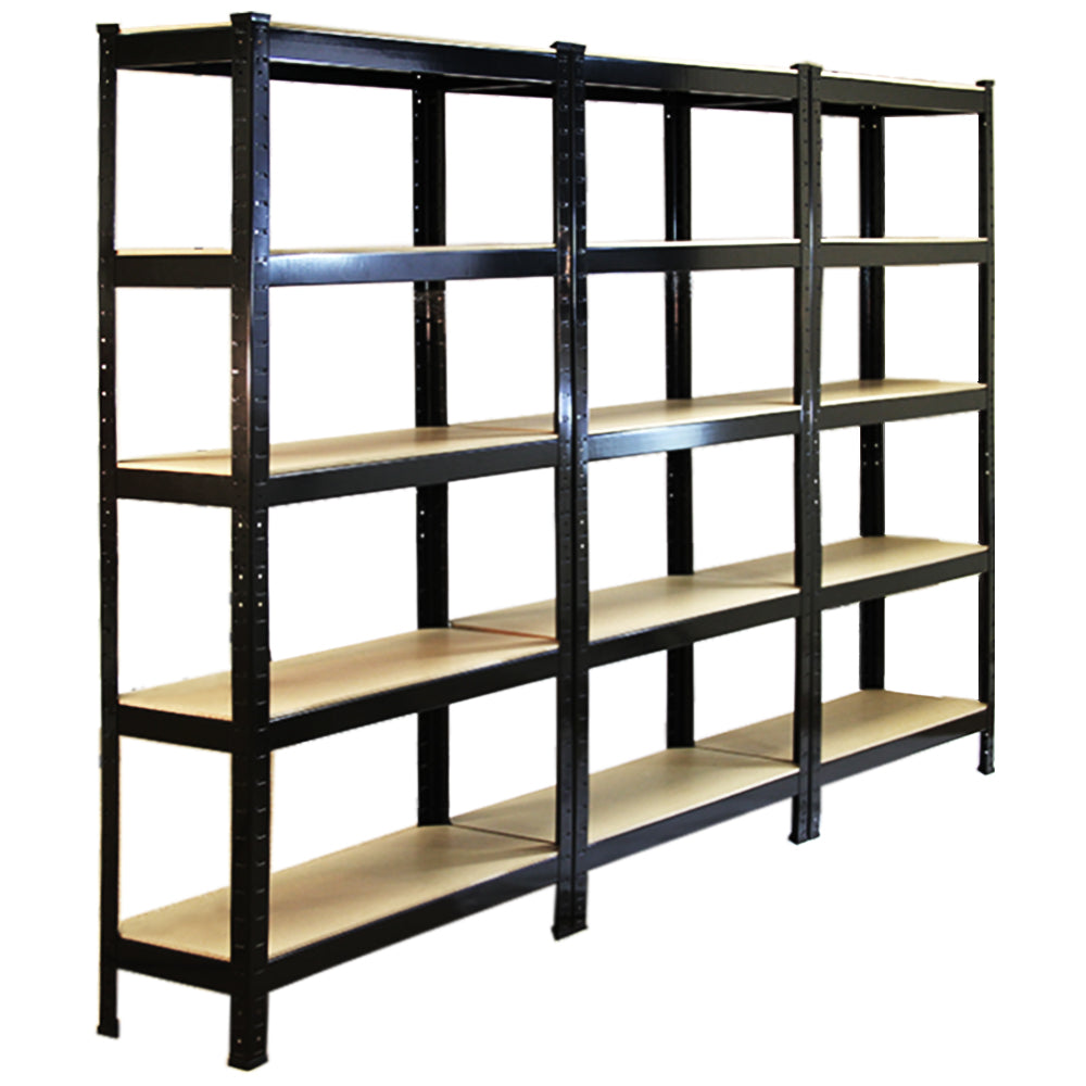 Monster Racking T-Rax Robusta Hyllor, Svart, 75 cm B, 30 cm D, Set om 3
