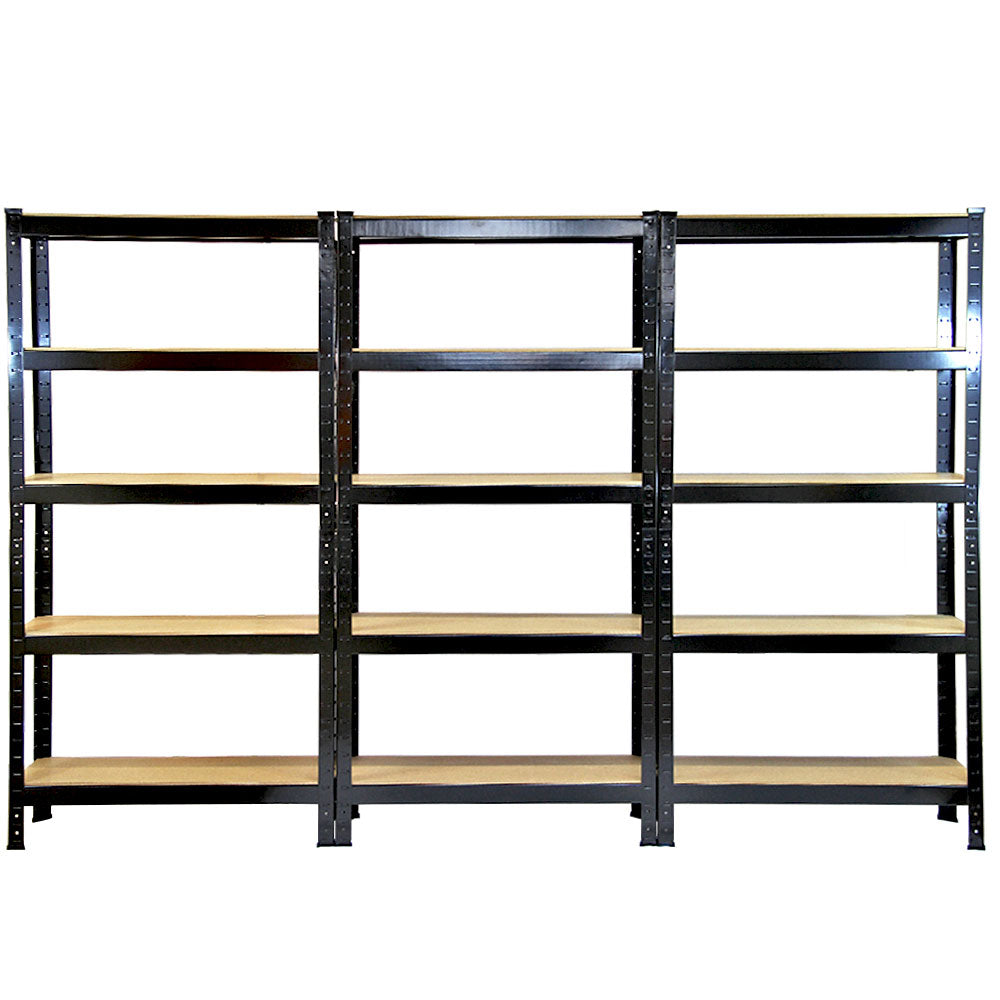 Monster Racking T-Rax Robusta Hyllor, Svart, 75 cm B, 30 cm D, Set om 6