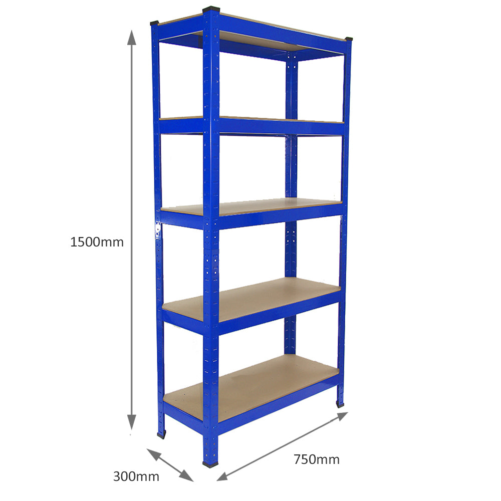 Monster Racking T-Rax Robusta Hyllor, Blå , 75 cm B, 30 cm D, Set om 8