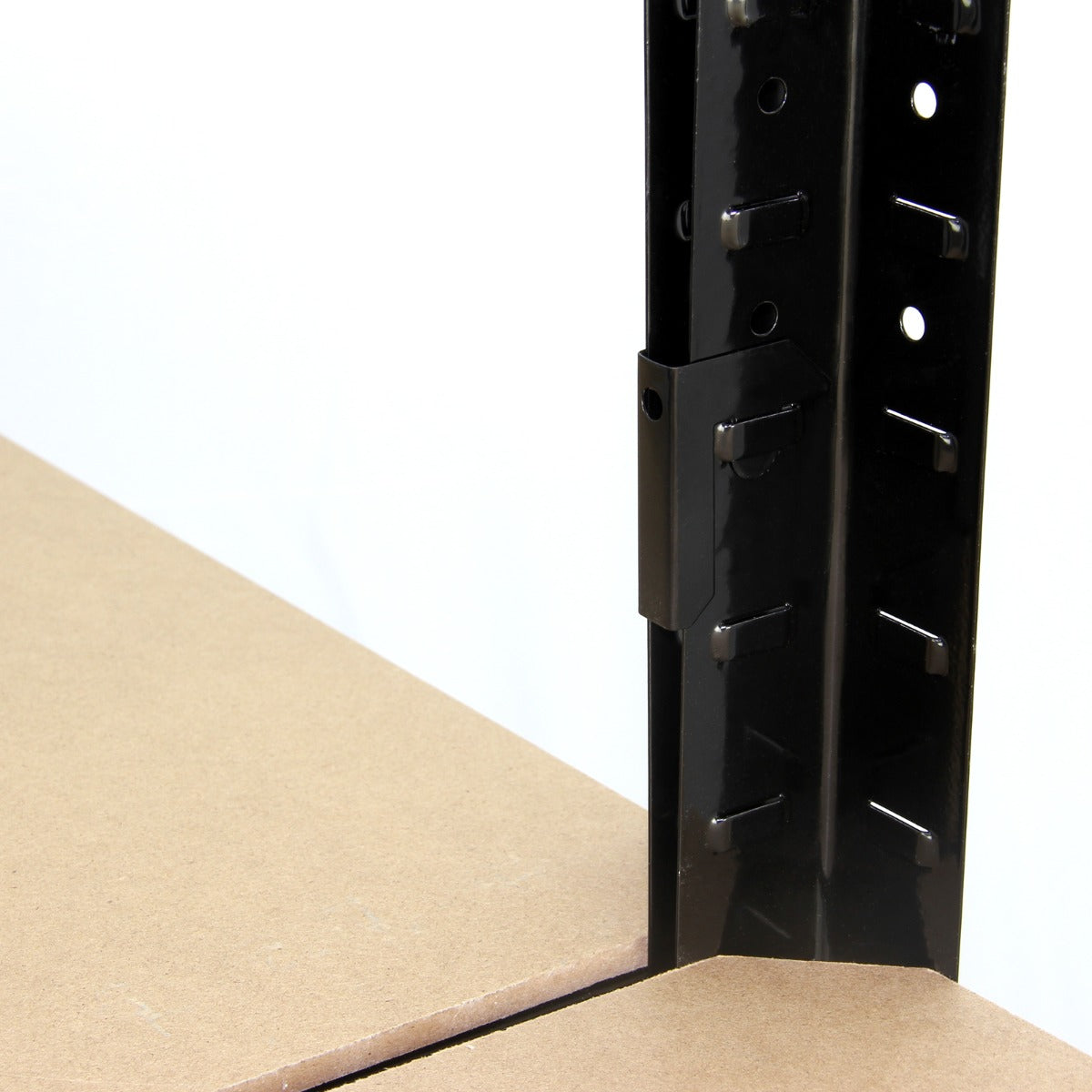 2 x T-RAX hyllenheter i svart metall 75 cm x 150 cm x 30 cm med gratis ihopkopplingsfästen