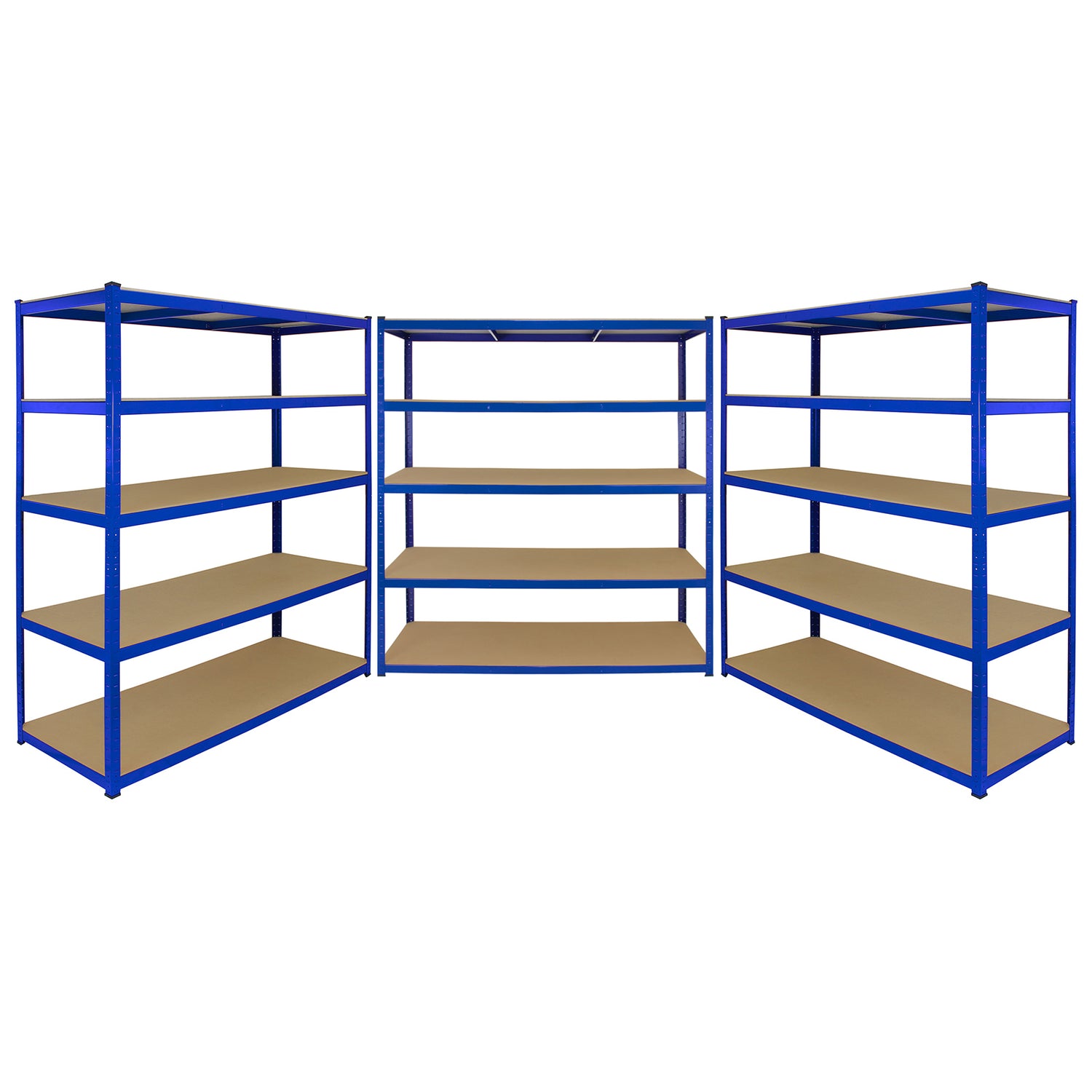 Monster Racking T-Rax 3 x extra breda förvaringshyllor, blå, 160 cm B, 60 cm D