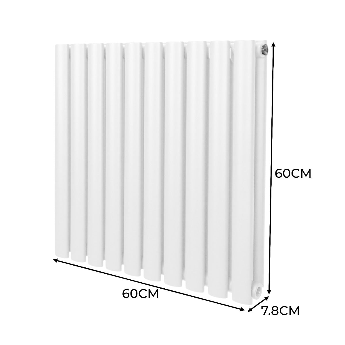 Radiatorer med Ovala Kolumner & Kromventiler - 600mm x 600mm – Vit