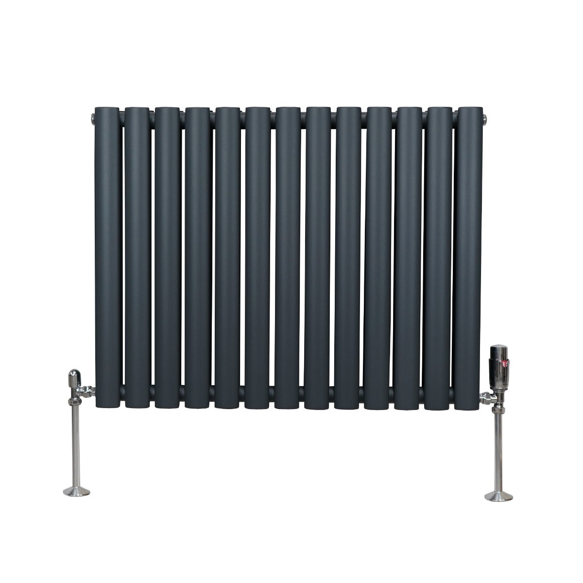 Radiatorer med Ovala Kolumner & Kromventiler - 600mm x 780mm – Grå