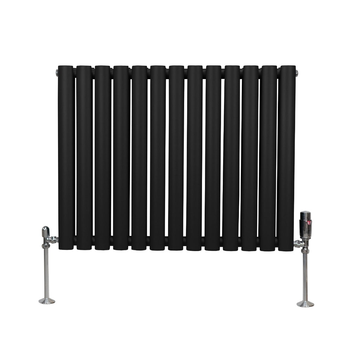 Radiatorer med Ovala Kolumner & Kromventiler - 600mm x 780mm – Svart