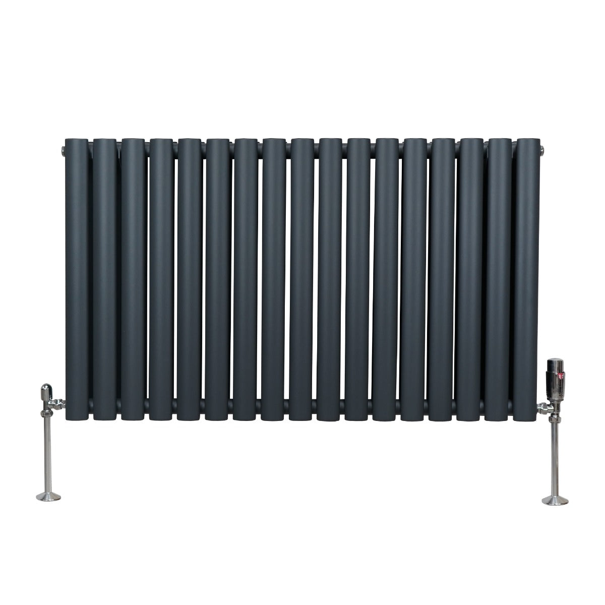 Radiatorer med Ovala Kolumner & Kromventiler - 600mm x 1020mm – Grå