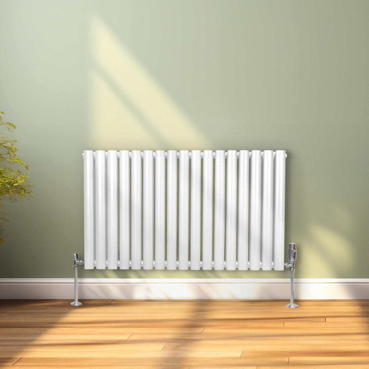 Radiatorer med Ovala Kolumner & Kromventiler - 600mm x 1020mm – Vit
