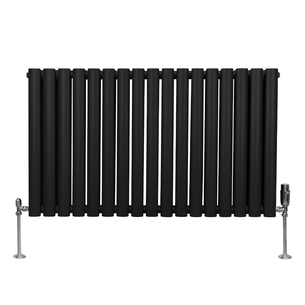Radiatorer med Ovala Kolumner & Kromventiler - 600mm x 1020mm – Svart