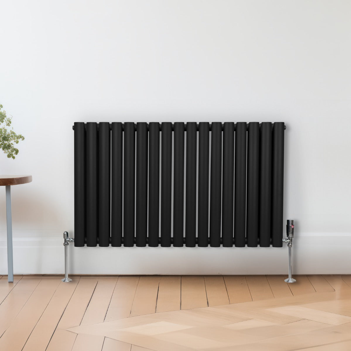 Radiatorer med Ovala Kolumner & Kromventiler - 600mm x 1020mm – Svart