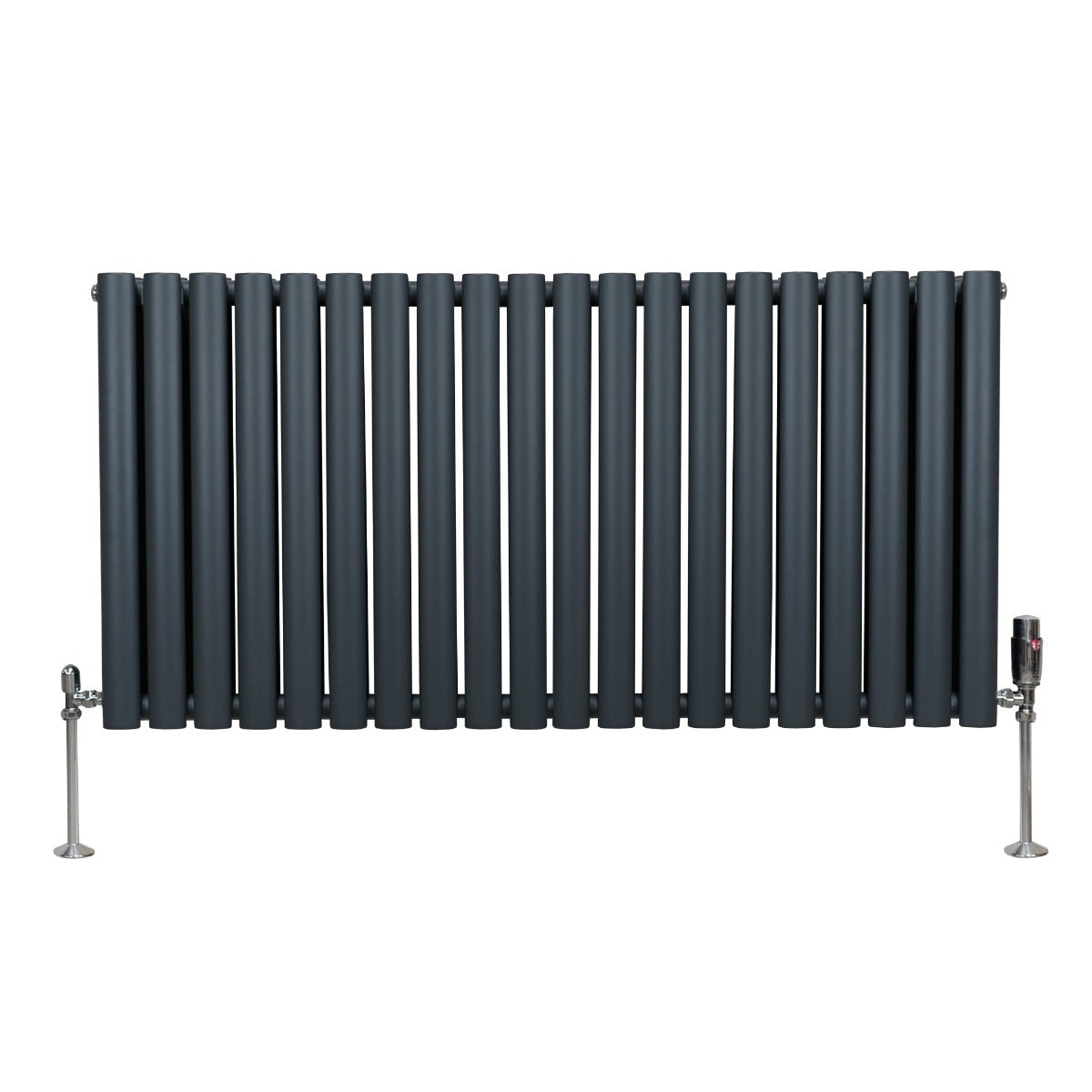 Radiatorer med Ovala Kolumner & Kromventiler - 600mm x 1200mm – Grå