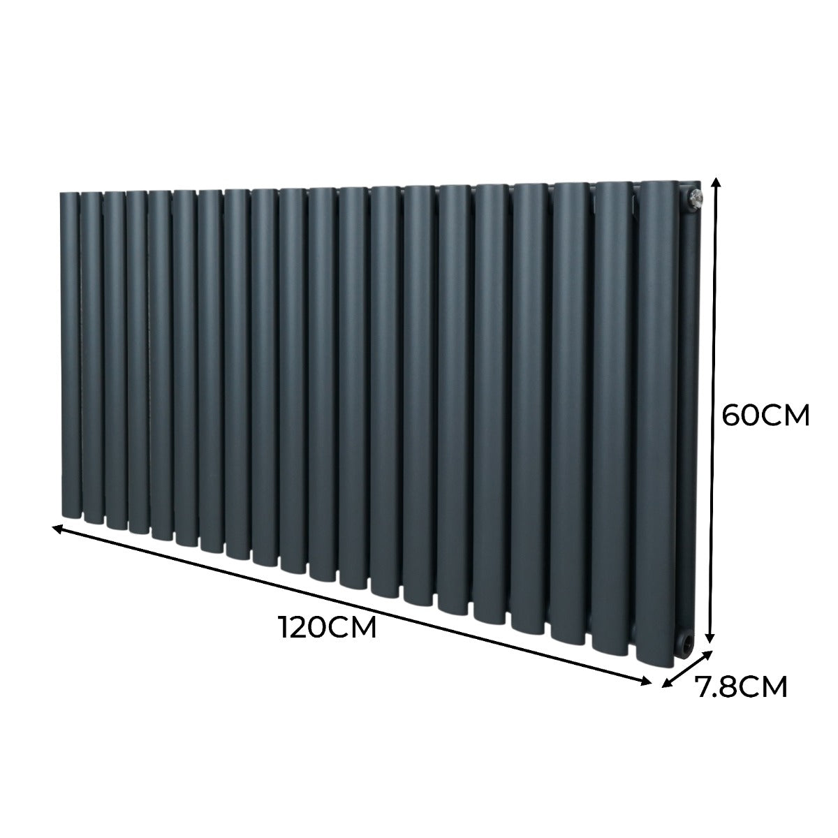 Radiatorer med Ovala Kolumner & Kromventiler - 600mm x 1200mm – Grå