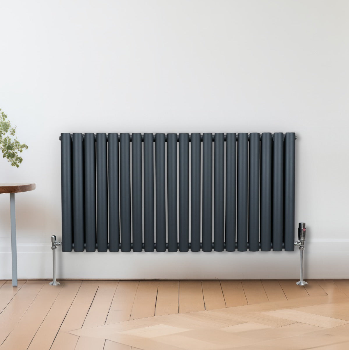 Radiatorer med Ovala Kolumner & Kromventiler - 600mm x 1200mm – Grå