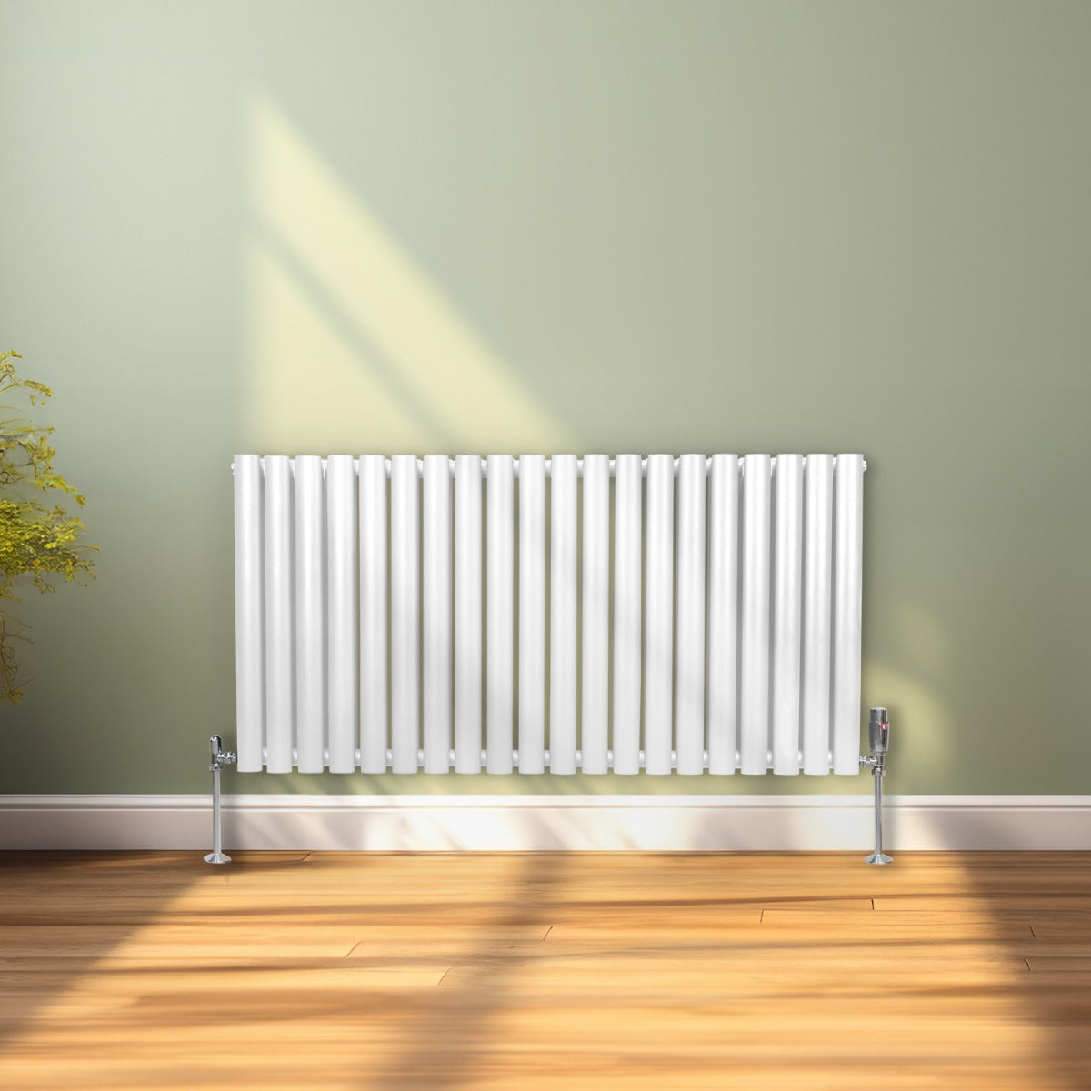 Radiatorer med Ovala Kolumner & Kromventiler - 600mm x 1200mm – Vit