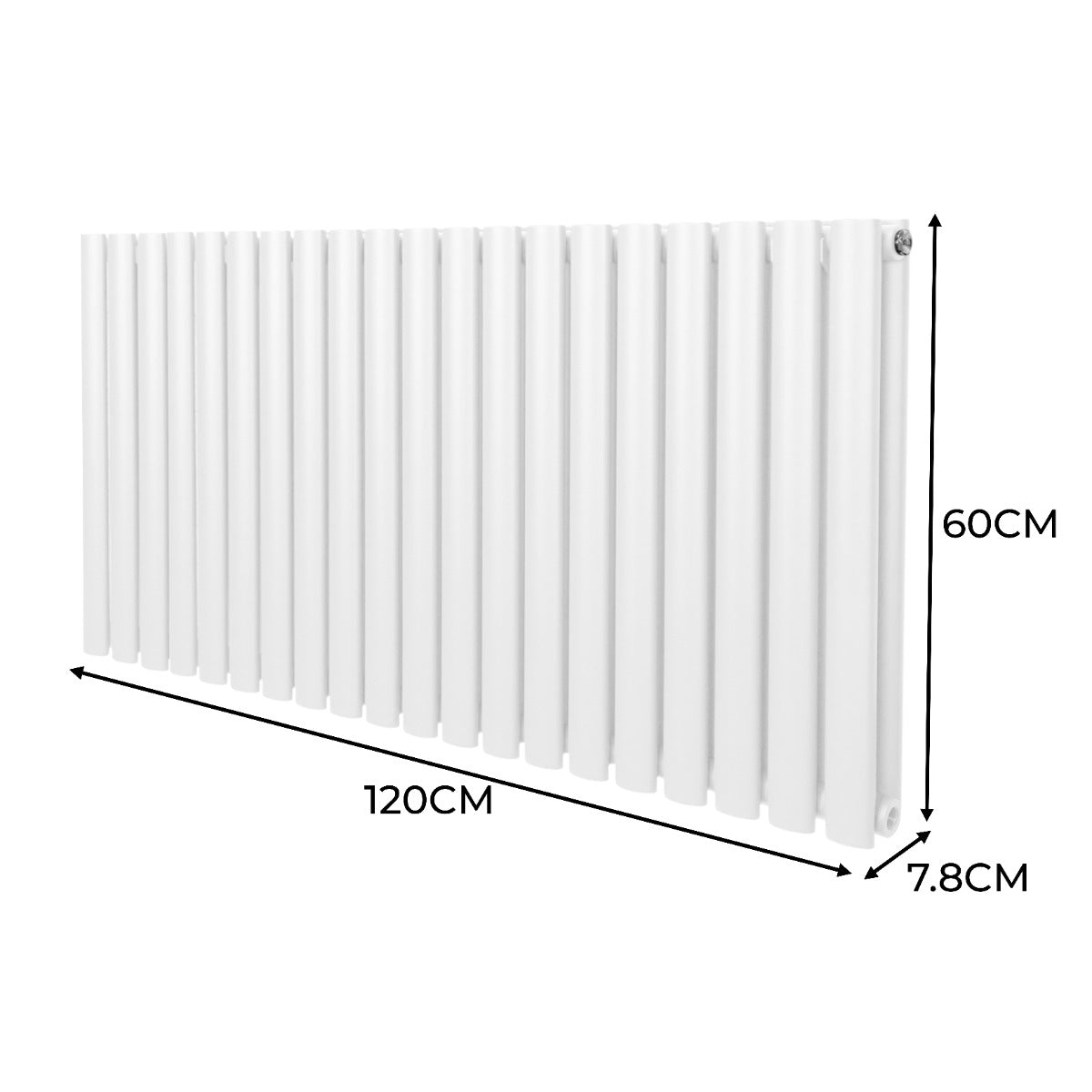 Radiatorer med Ovala Kolumner & Kromventiler - 600mm x 1200mm – Vit