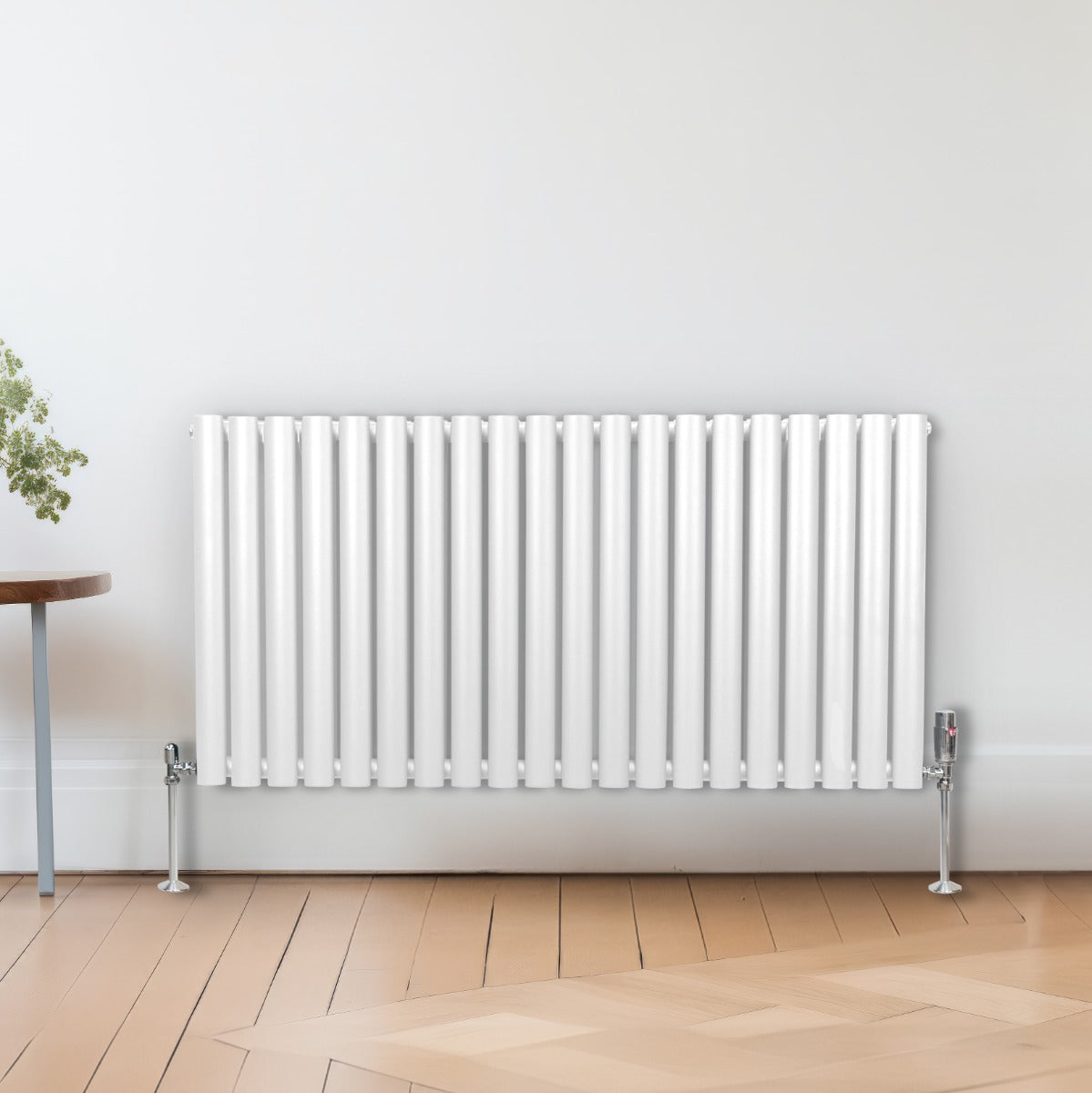 Radiatorer med Ovala Kolumner & Kromventiler - 600mm x 1200mm – Vit