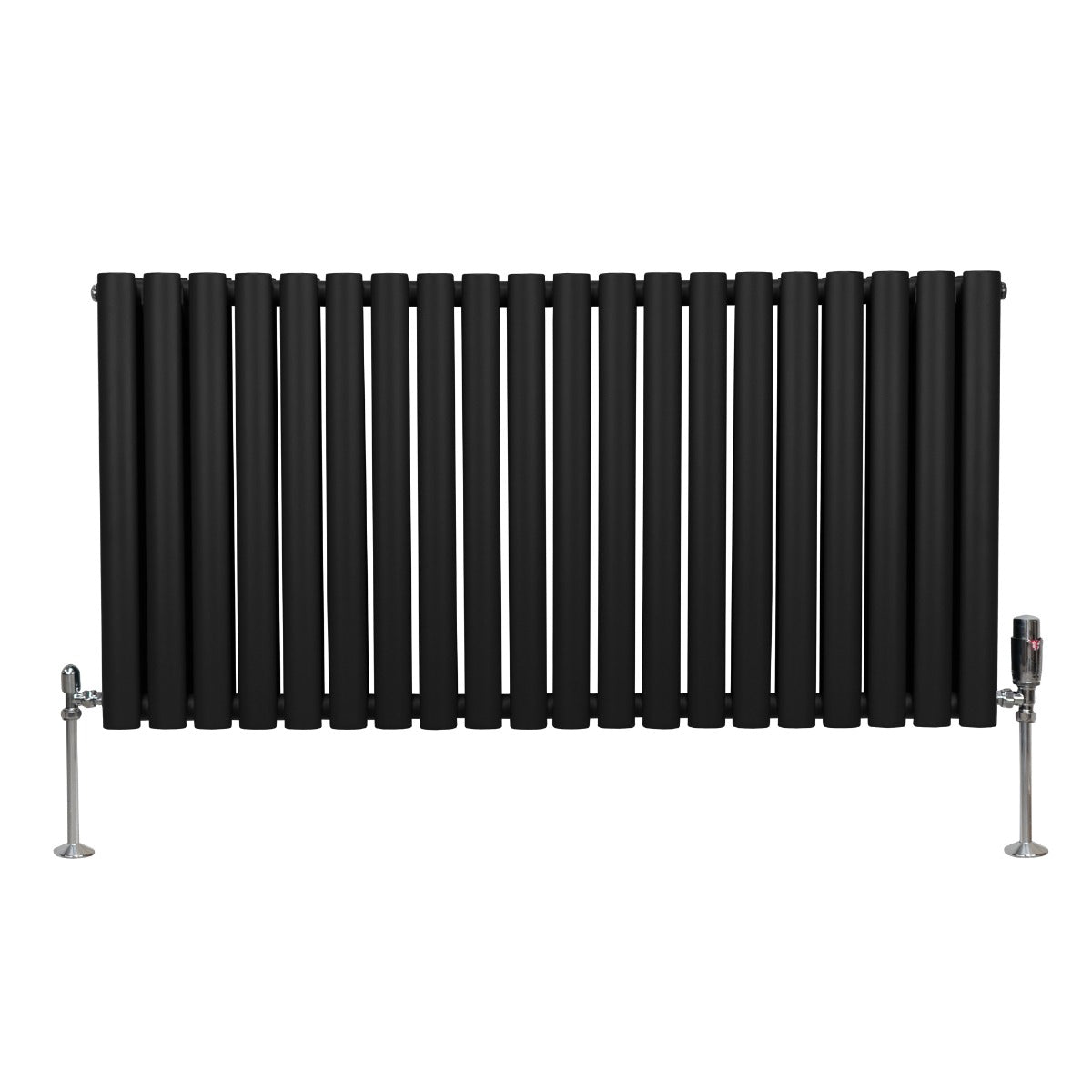 Radiatorer med Ovala Kolumner & Kromventiler - 600mm x 1200mm – Svart
