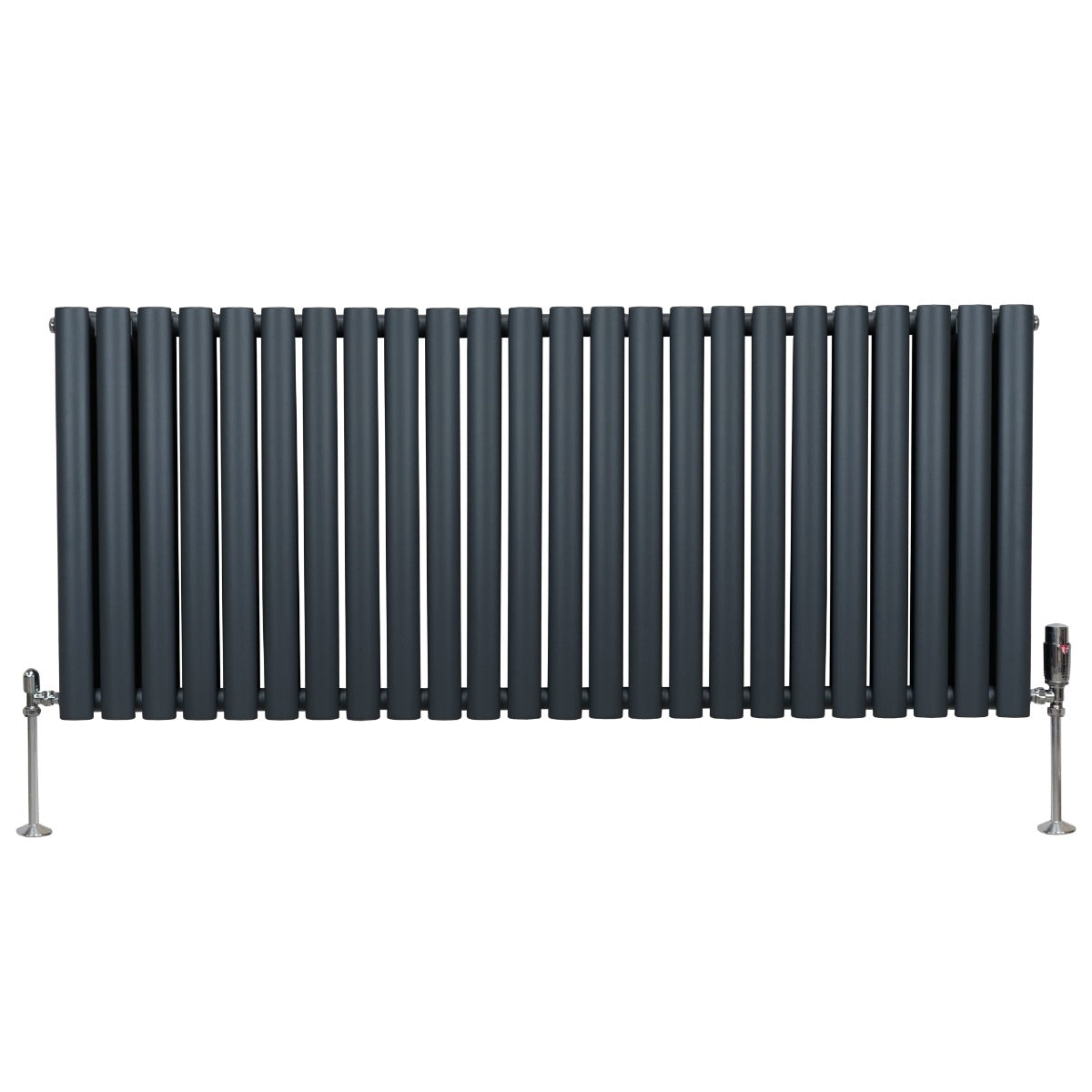 Radiatorer med Ovala Kolumner & Kromventiler - 600mm x 1440mm – Grå