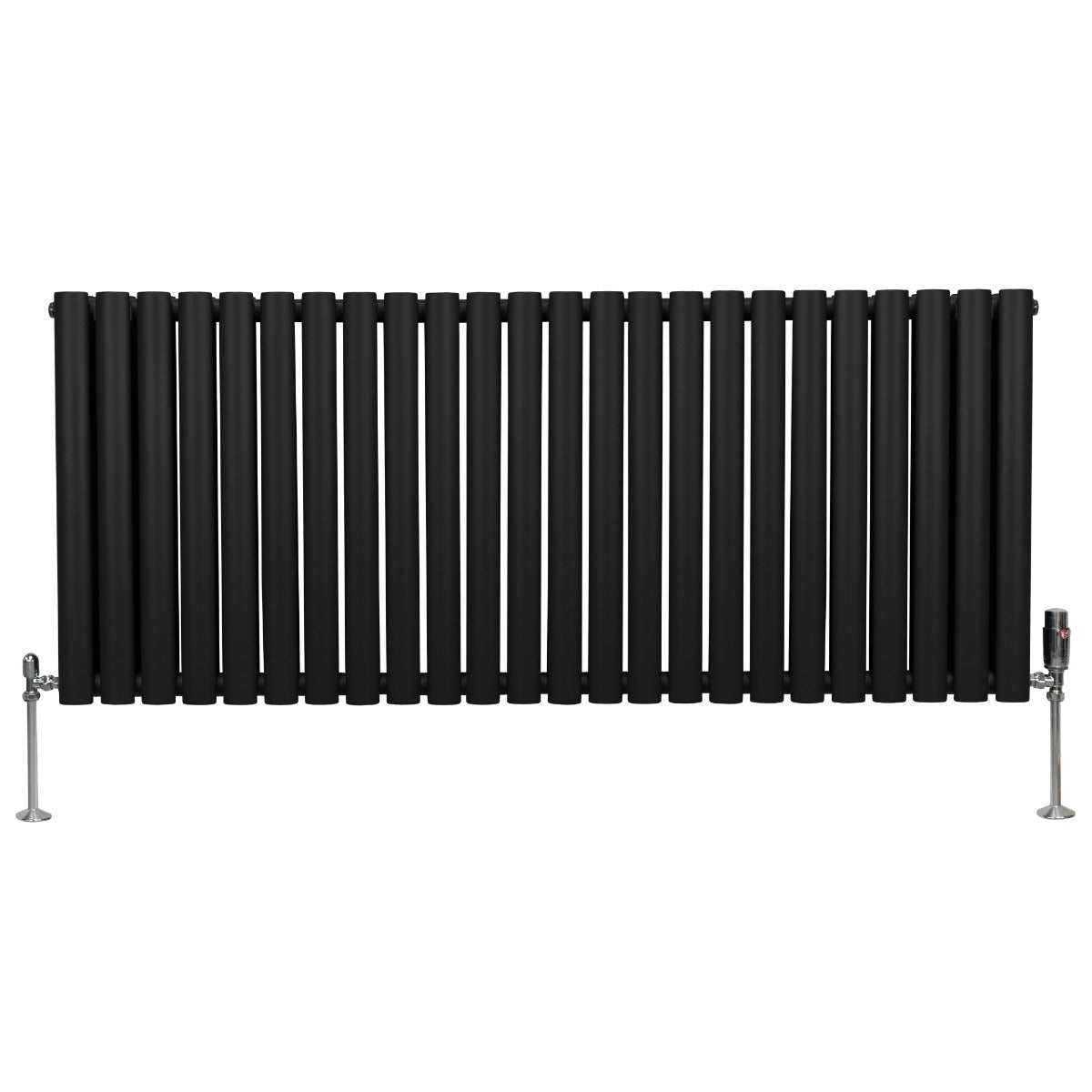 Radiatorer med Ovala Kolumner & Kromventiler - 600mm x 1440mm – Svart