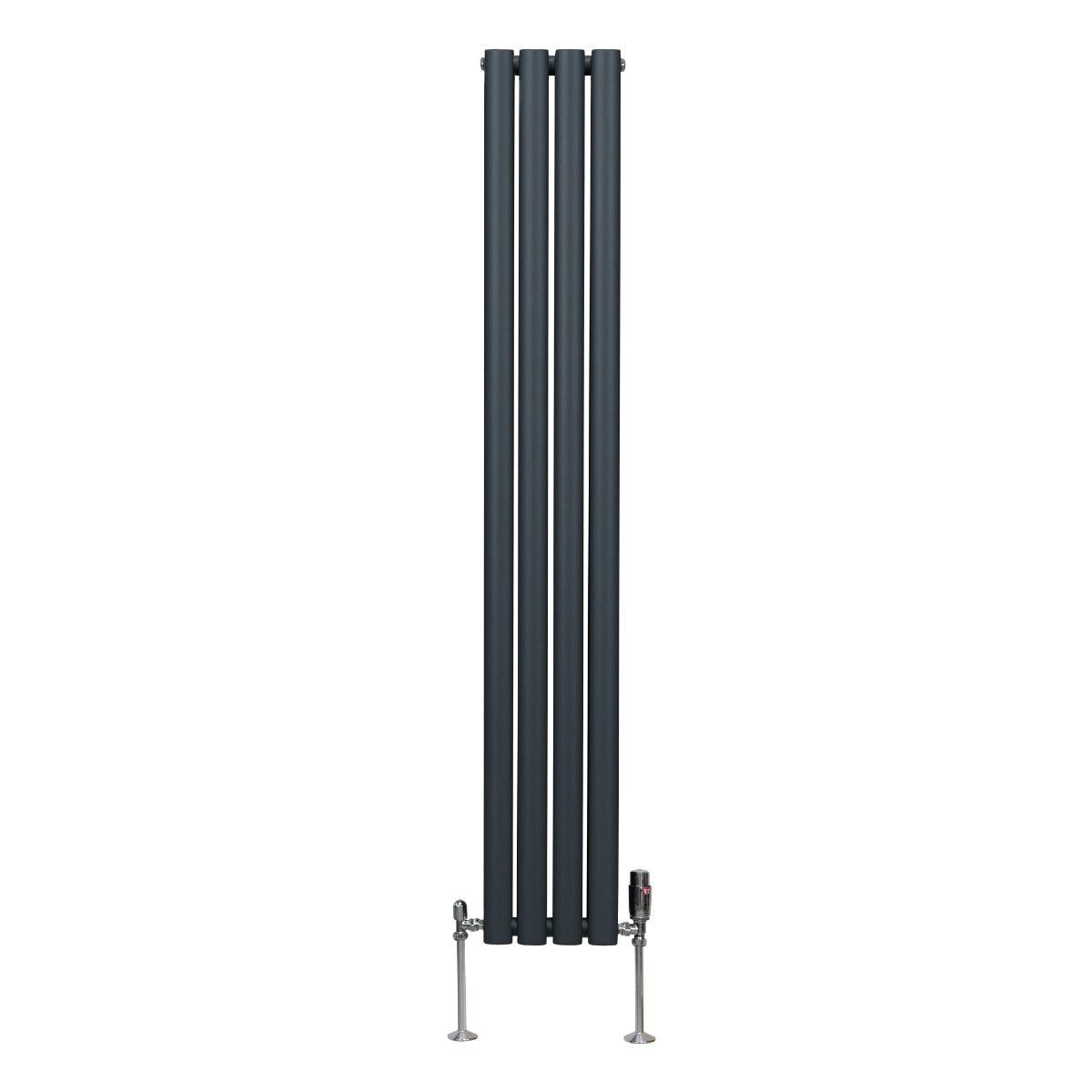 Radiatorer med Ovala Kolumner & Kromventiler - 1600mm x 240mm – Grå