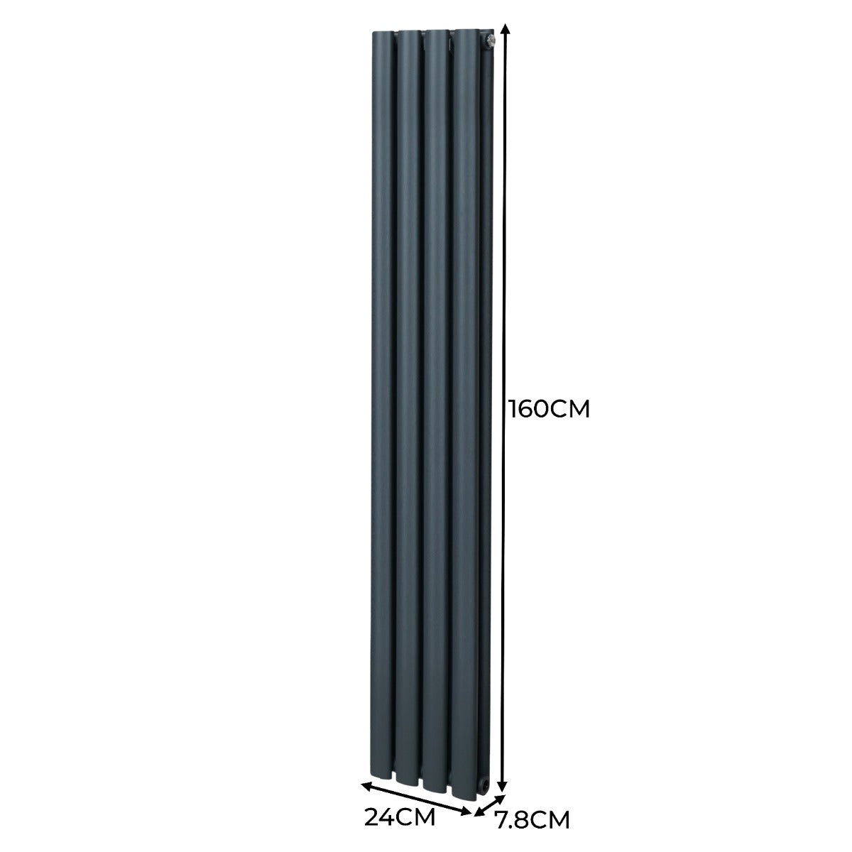 Radiatorer med Ovala Kolumner & Kromventiler - 1600mm x 240mm – Grå