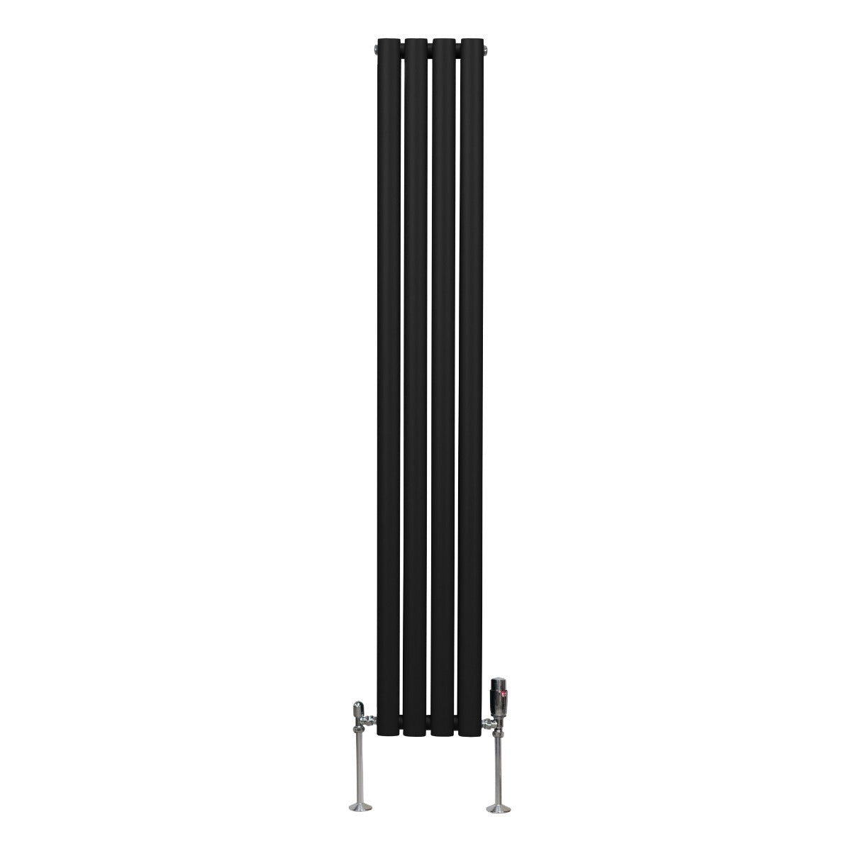 Radiatorer med Ovala Kolumner & Kromventiler - 1600mm x 240mm – Svart