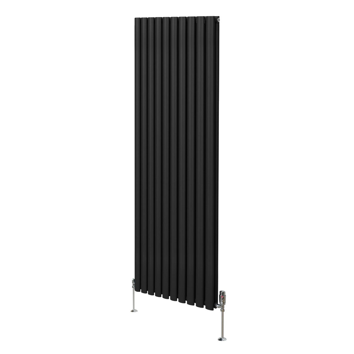Radiatorer med Ovala Kolumner & Kromventiler - 1800mm x 600mm – Svart