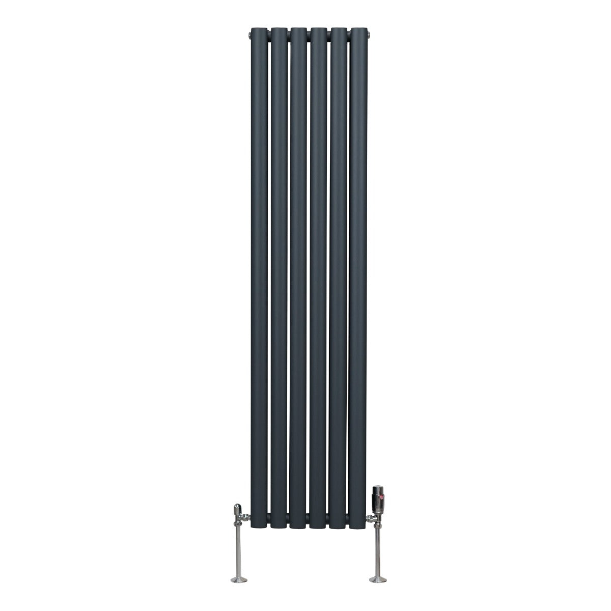 Radiatorer med Ovala Kolumner & Kromventiler - 1600mm x 360mm – Grå