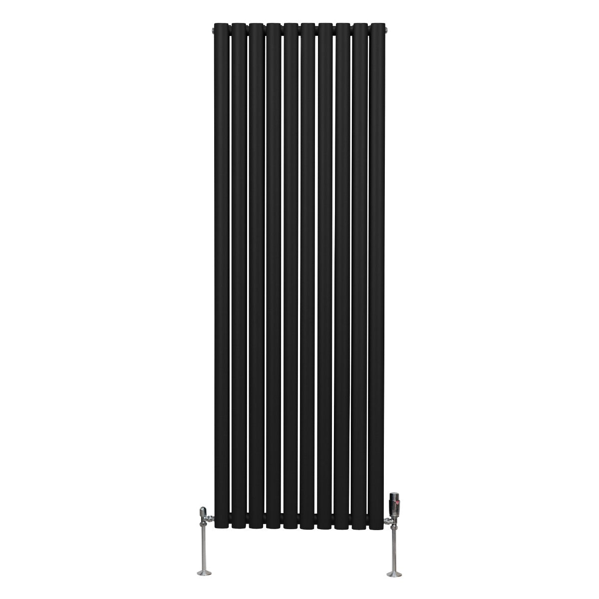 Radiatorer med Ovala Kolumner & Kromventiler - 1800mm x 600mm – Svart