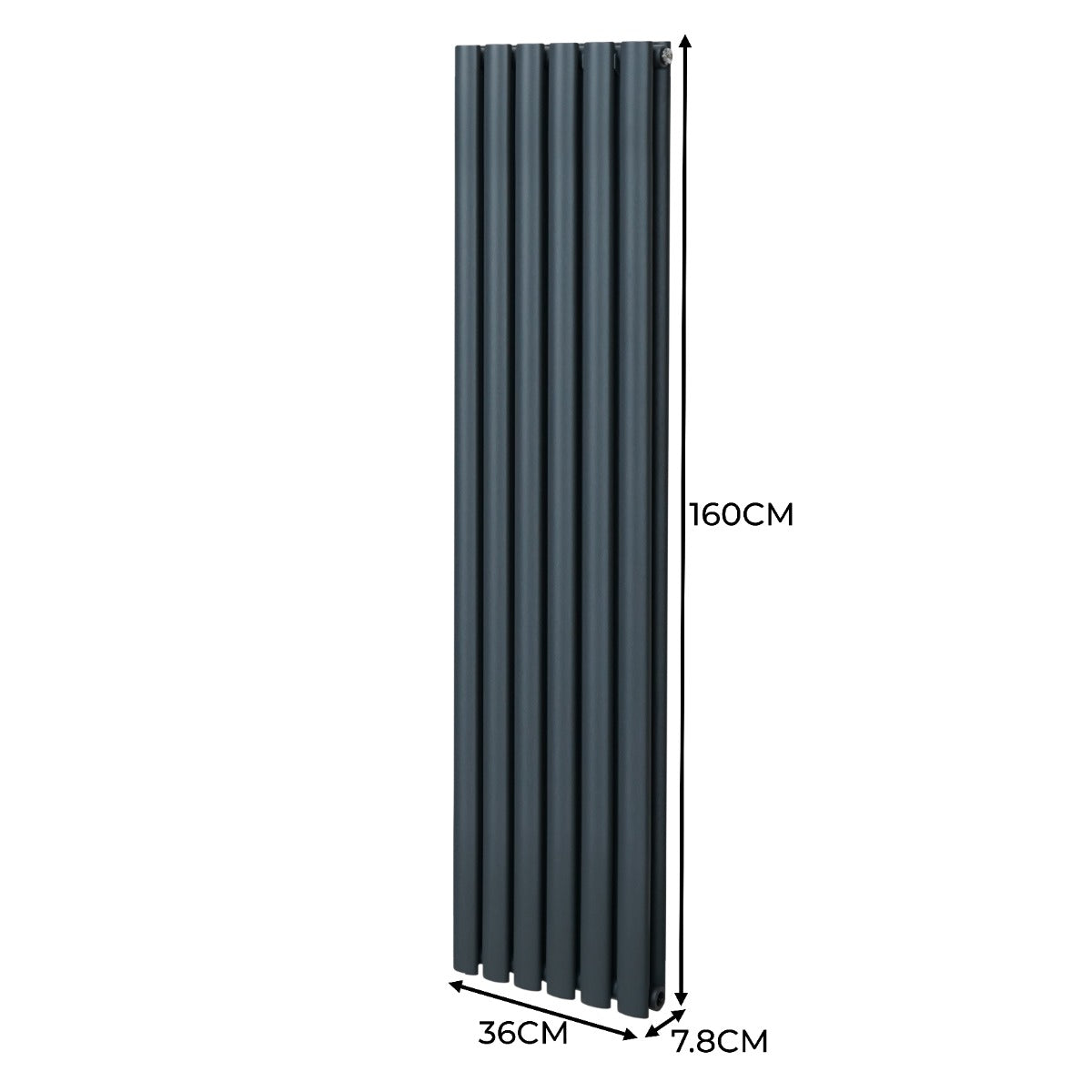 Radiatorer med Ovala Kolumner & Kromventiler - 1600mm x 360mm – Grå
