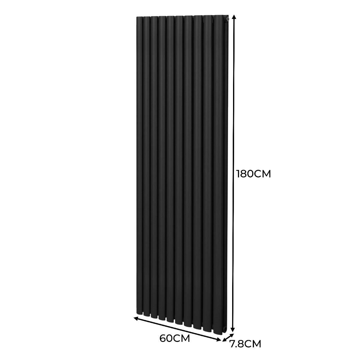 Radiatorer med Ovala Kolumner & Kromventiler - 1800mm x 600mm – Svart