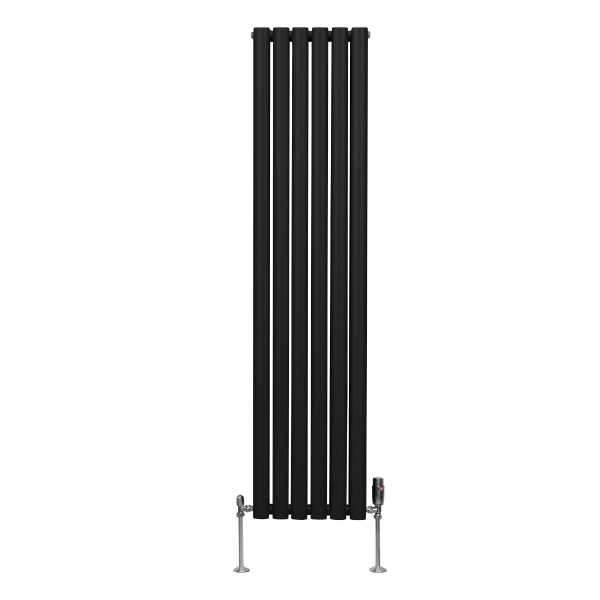 Radiatorer med Ovala Kolumner & Kromventiler - 1600mm x 360mm – Svart
