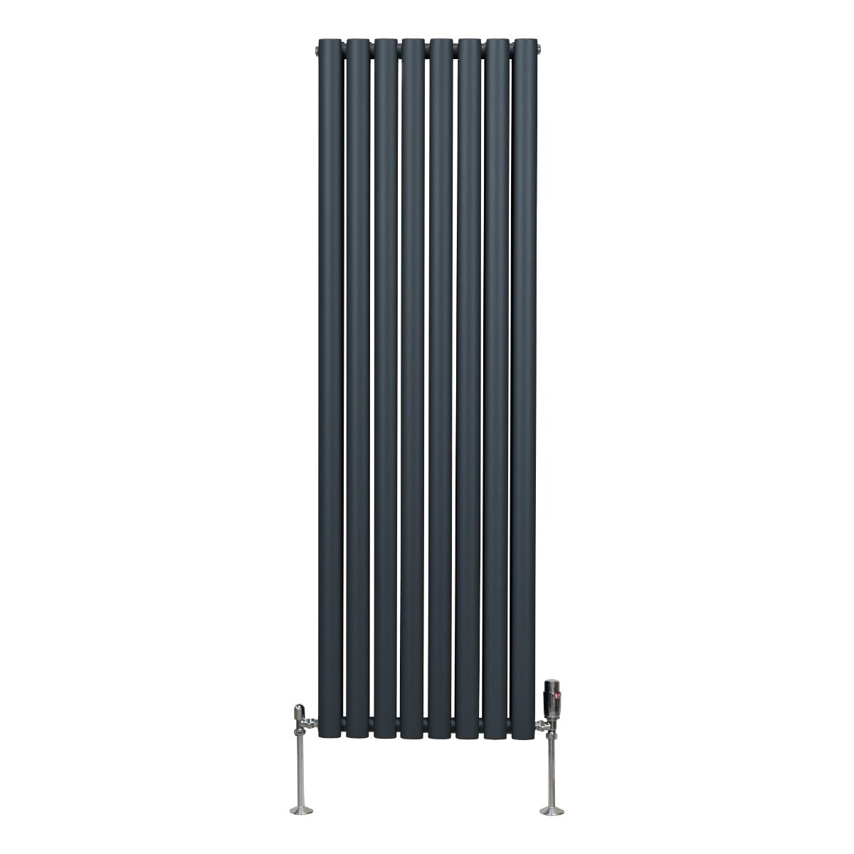 Radiatorer med Ovala Kolumner & Kromventiler - 1600mm x 480mm – Grå
