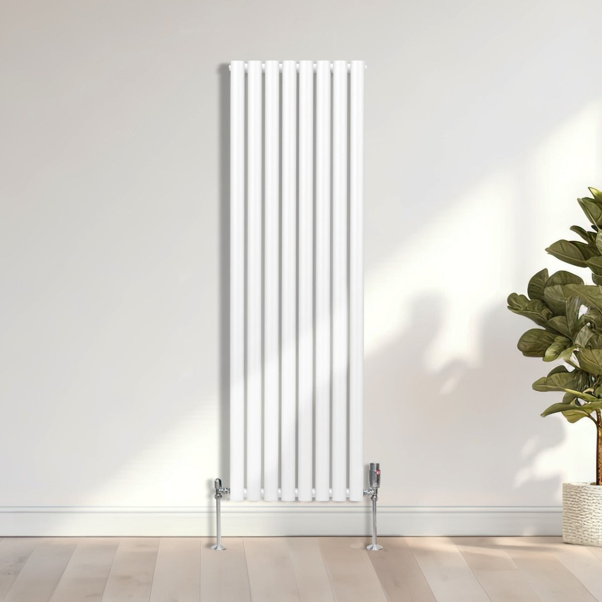 Radiatorer med Ovala Kolumner & Kromventiler - 1600mm x 480mm – Vit