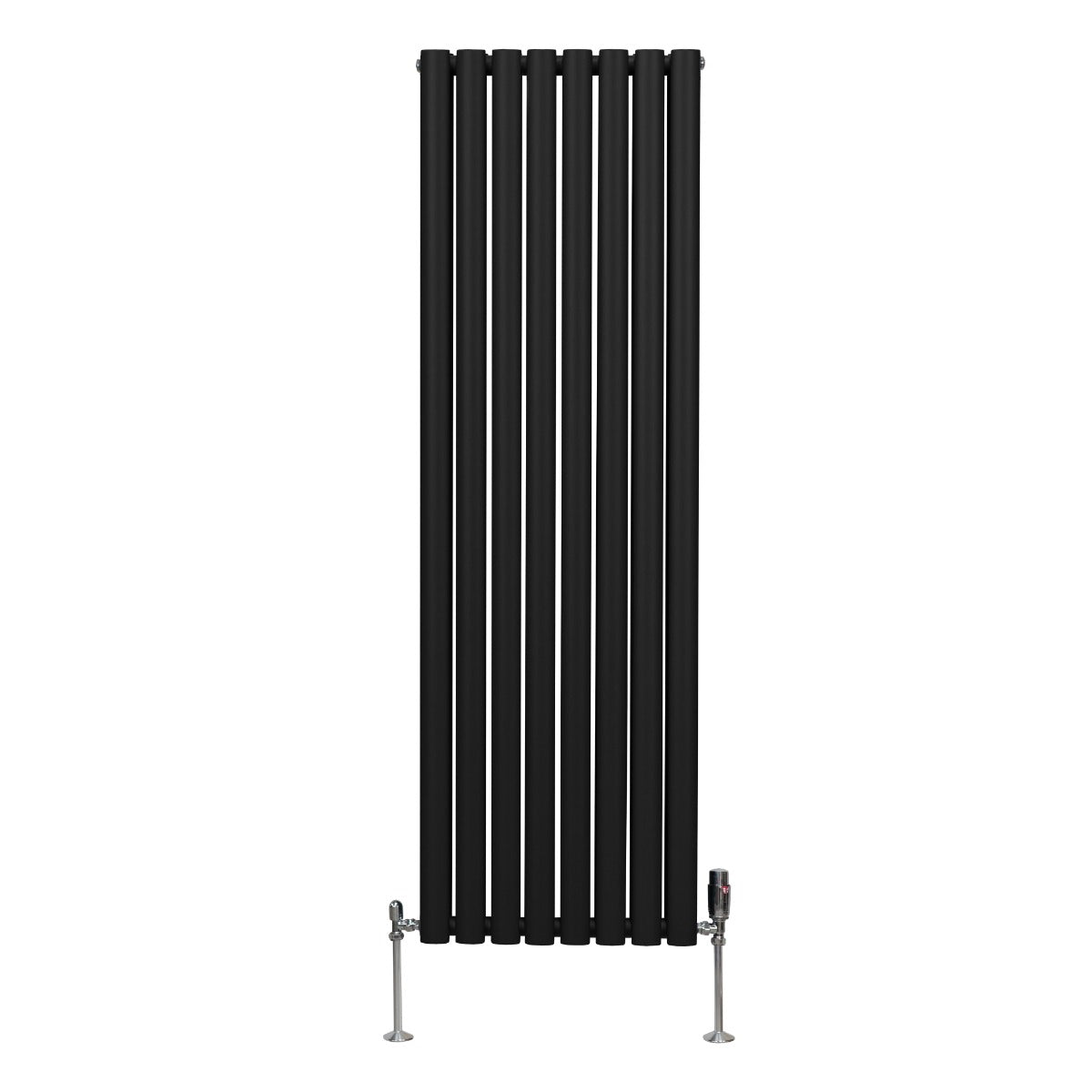 Radiatorer med Ovala Kolumner & Kromventiler - 1600mm x 480mm – Svart