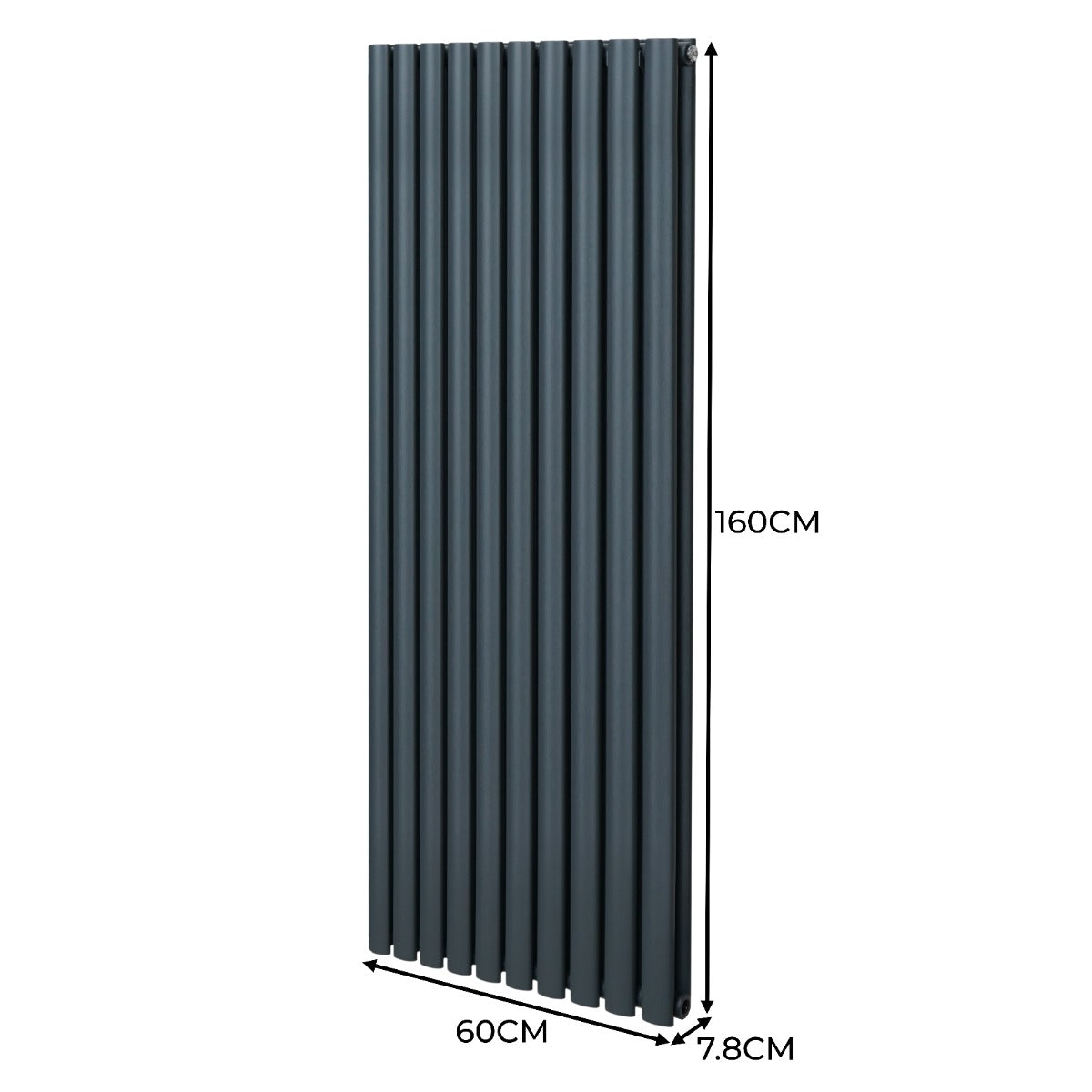 Radiatorer med Ovala Kolumner & Kromventiler - 1600mm x 600mm – Grå