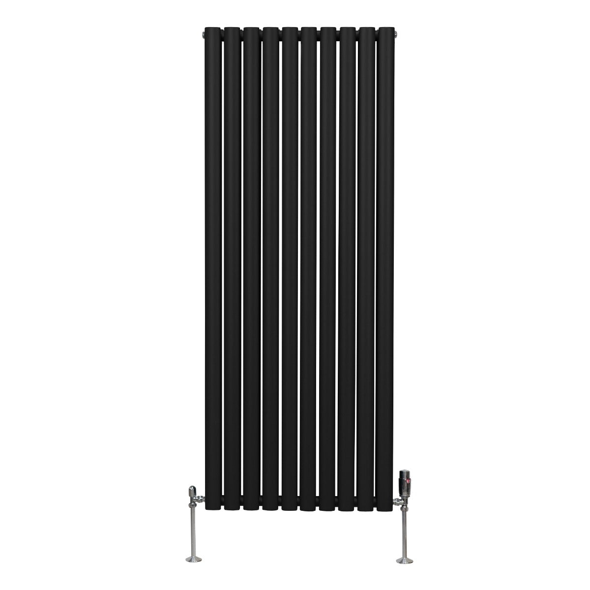 Radiatorer med Ovala Kolumner & Kromventiler - 1600mm x 600mm – Svart