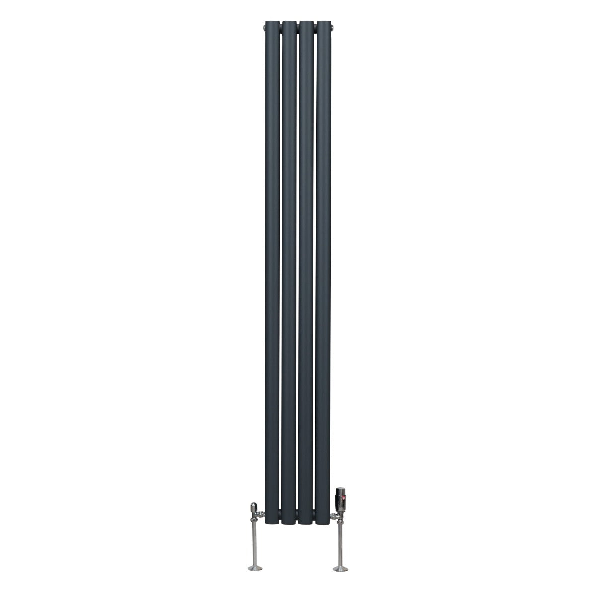 Radiatorer med Ovala Kolumner & Kromventiler - 1800mm x 240mm – Grå