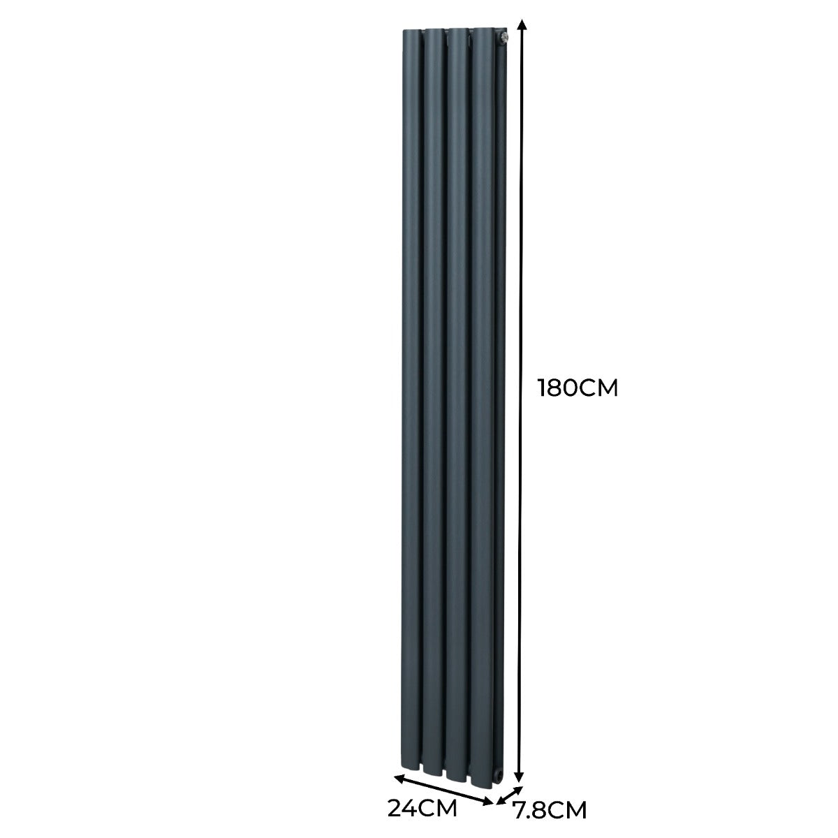 Radiatorer med Ovala Kolumner & Kromventiler - 1800mm x 240mm – Grå