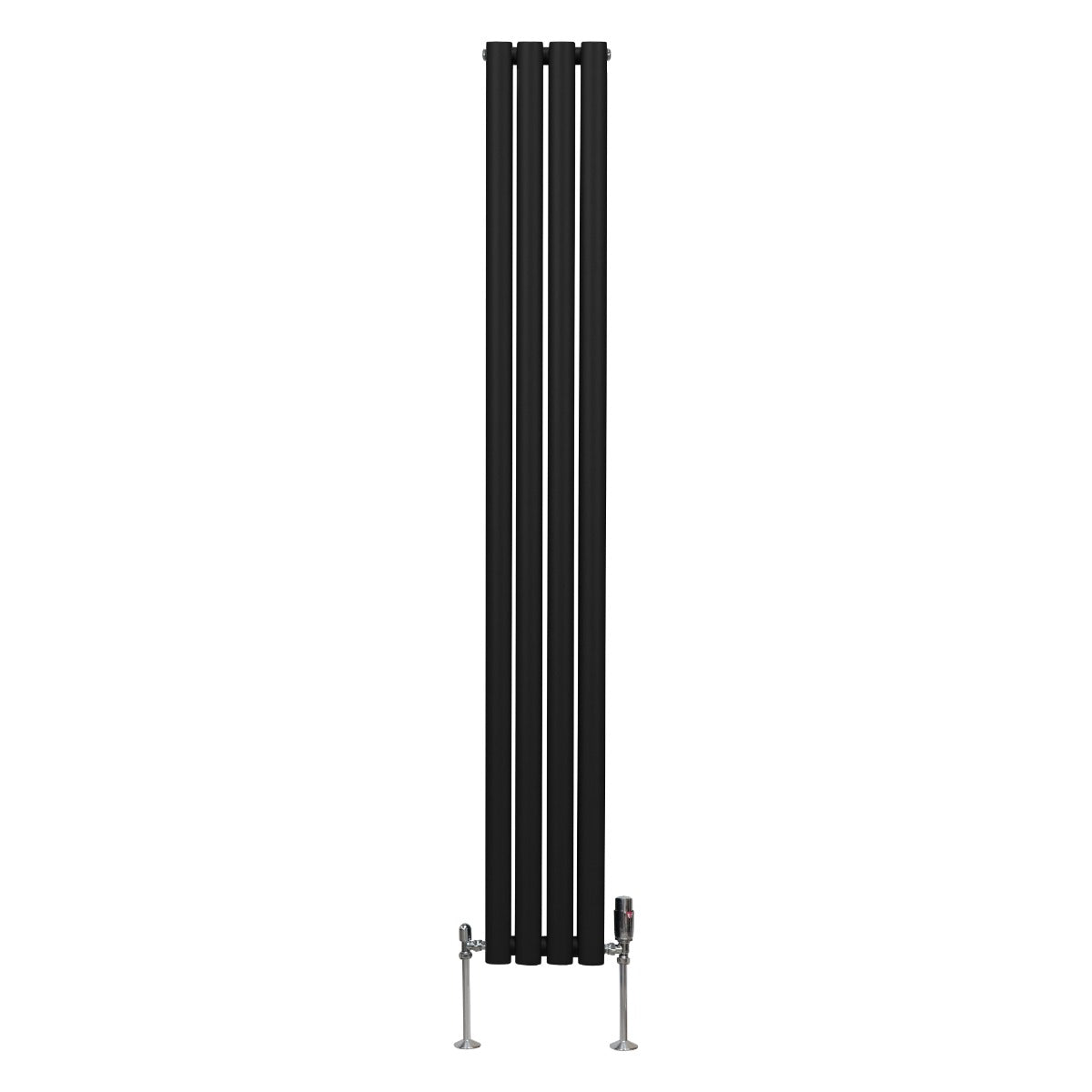 Radiatorer med Ovala Kolumner & Kromventiler - 1800mm x 240mm – Svart