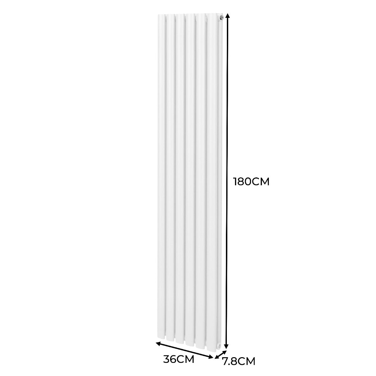 Radiatorer med Ovala Kolumner & Kromventiler - 1800mm x 360mm – Vit