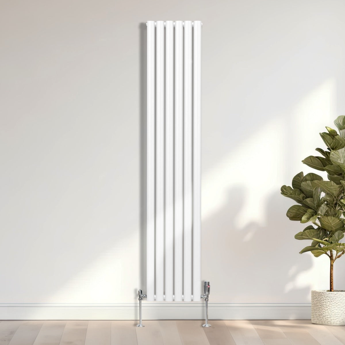 Radiatorer med Ovala Kolumner & Kromventiler - 1800mm x 360mm – Vit