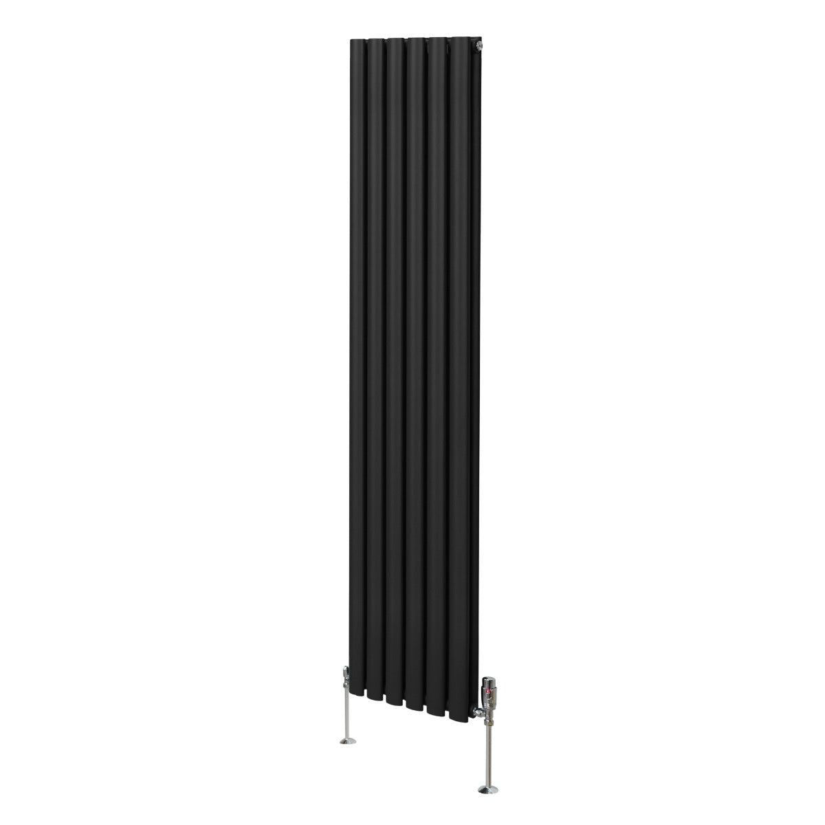 Radiatorer med Ovala Kolumner & Kromventiler - 1800mm x 360mm – Svart