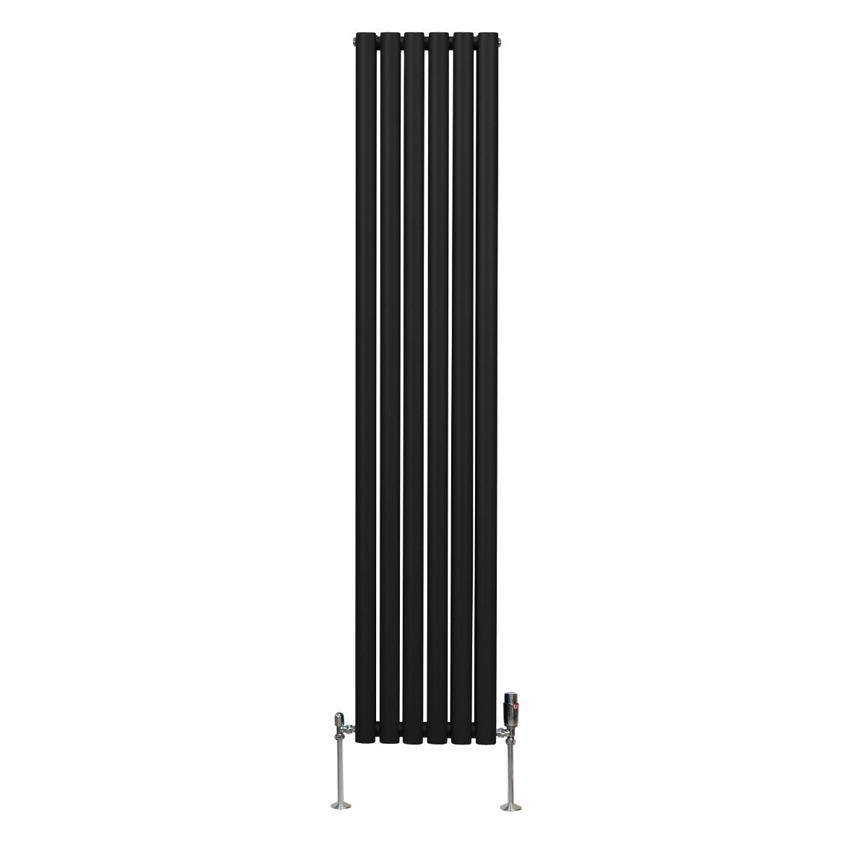 Radiatorer med Ovala Kolumner & Kromventiler - 1800mm x 360mm – Svart