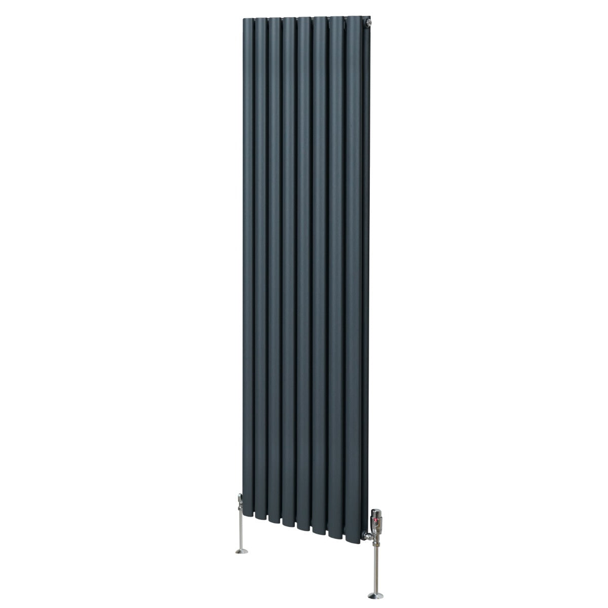 Radiatorer med Ovala Kolumner & Kromventiler - 1800mm x 480mm – Grå