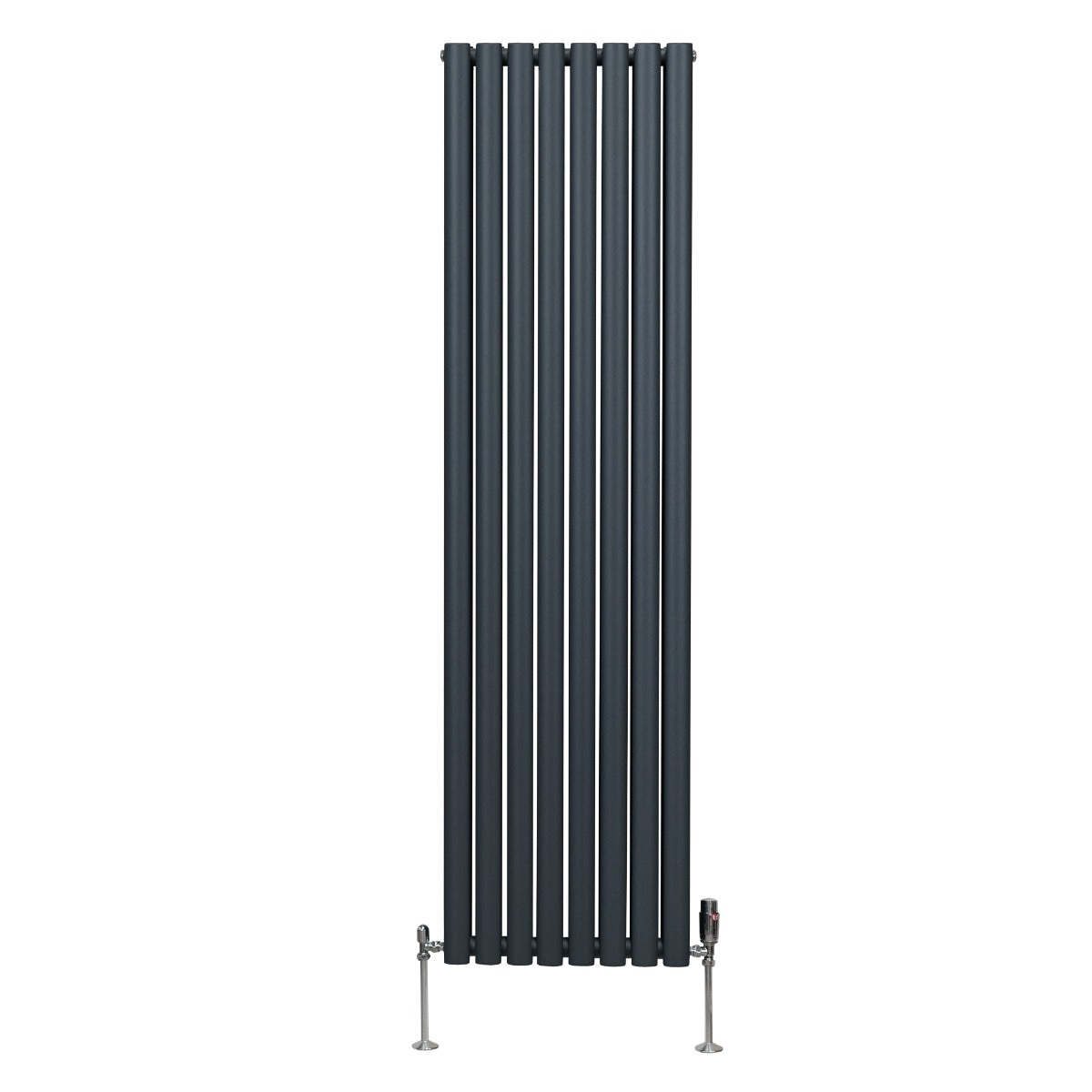 Radiatorer med Ovala Kolumner & Kromventiler - 1800mm x 480mm – Grå