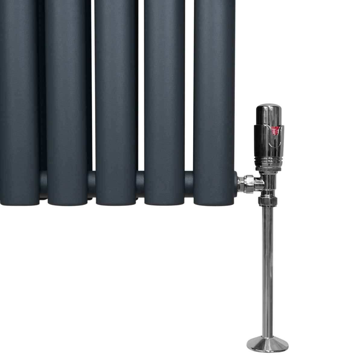 Radiatorer med Ovala Kolumner & Kromventiler - 1800mm x 480mm – Grå