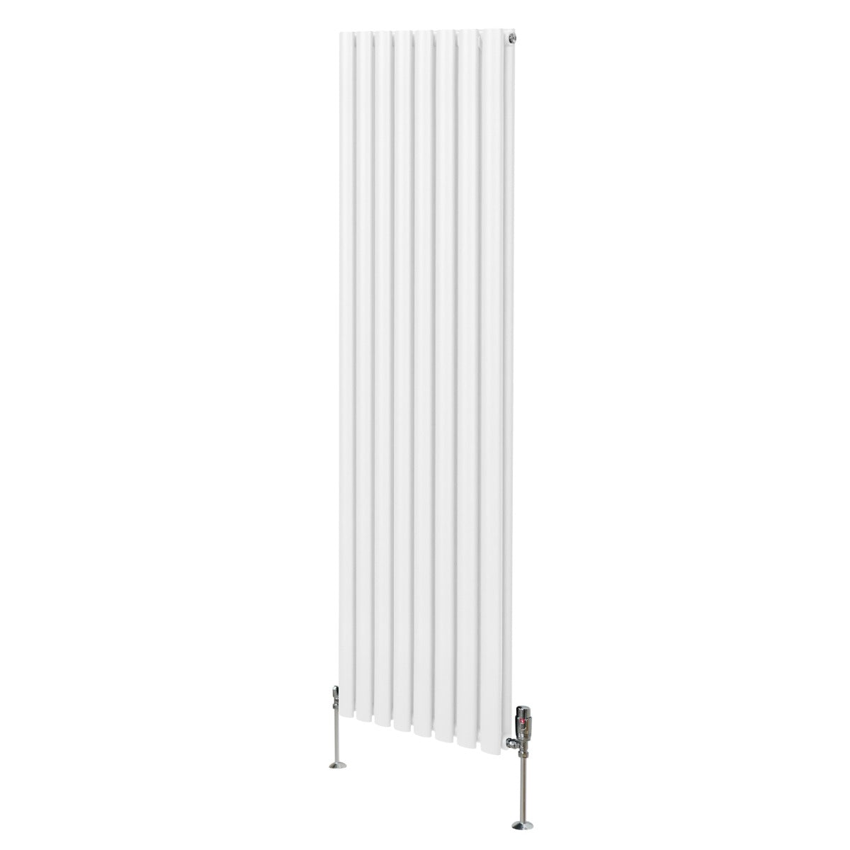 Radiatorer med Ovala Kolumner & Kromventiler - 1800mm x 480mm – Vit