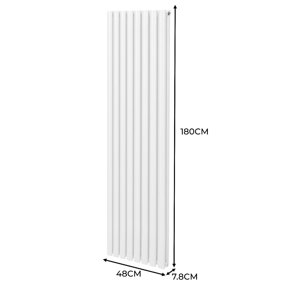 Radiatorer med Ovala Kolumner & Kromventiler - 1800mm x 480mm – Vit