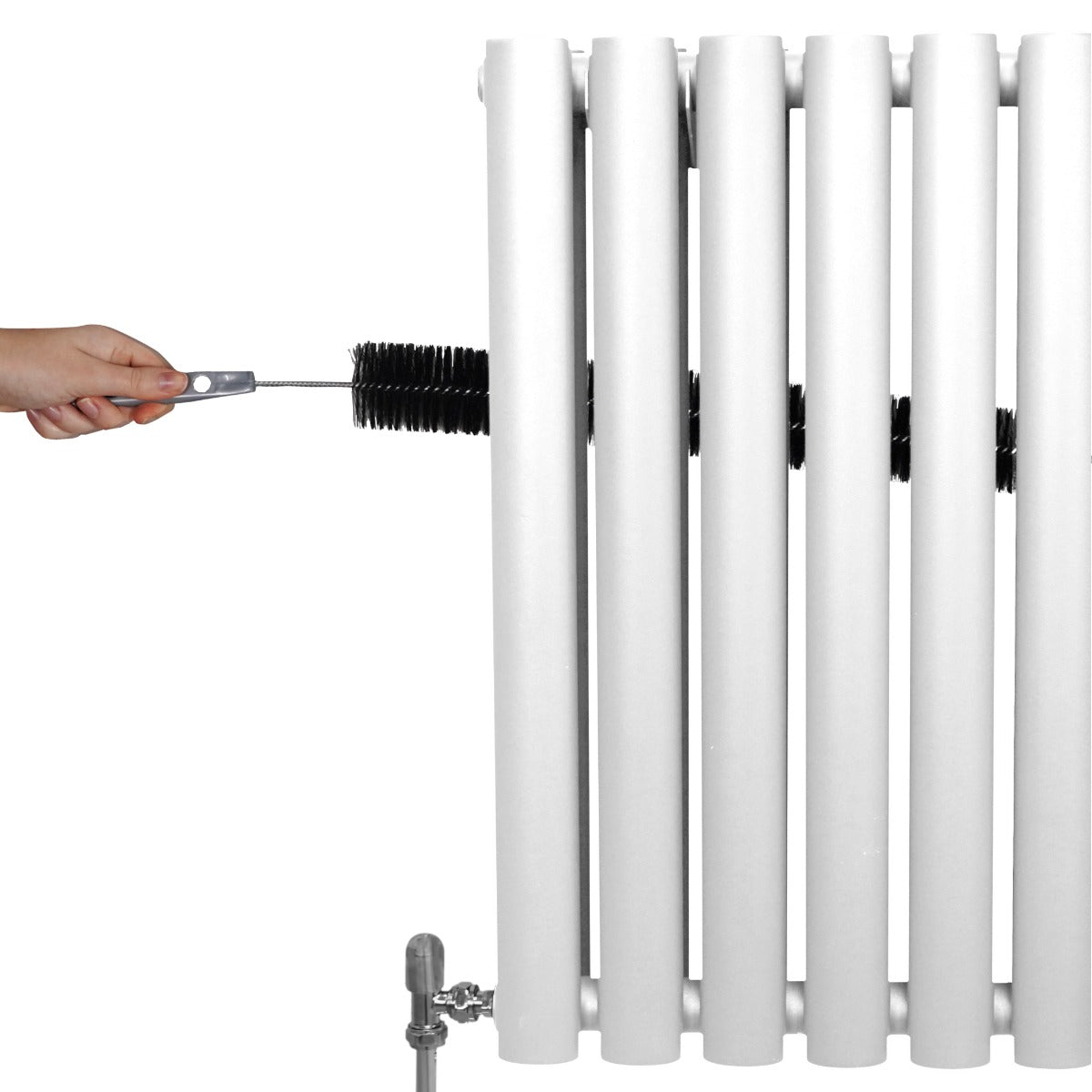 Radiatorer med Ovala Kolumner & Kromventiler - 1800mm x 480mm – Vit