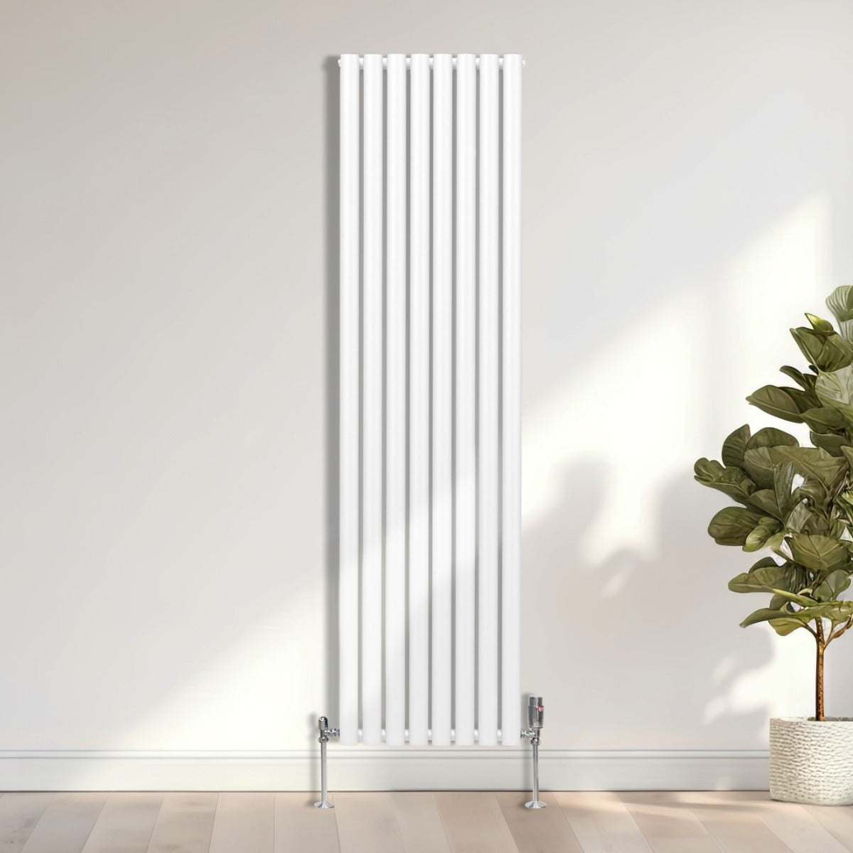 Radiatorer med Ovala Kolumner & Kromventiler - 1800mm x 480mm – Vit